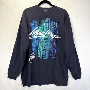 Vintage Y2K Miskeen Originals Hand Painted Shirt Mens 2XL Navy Graphic Art 2000s